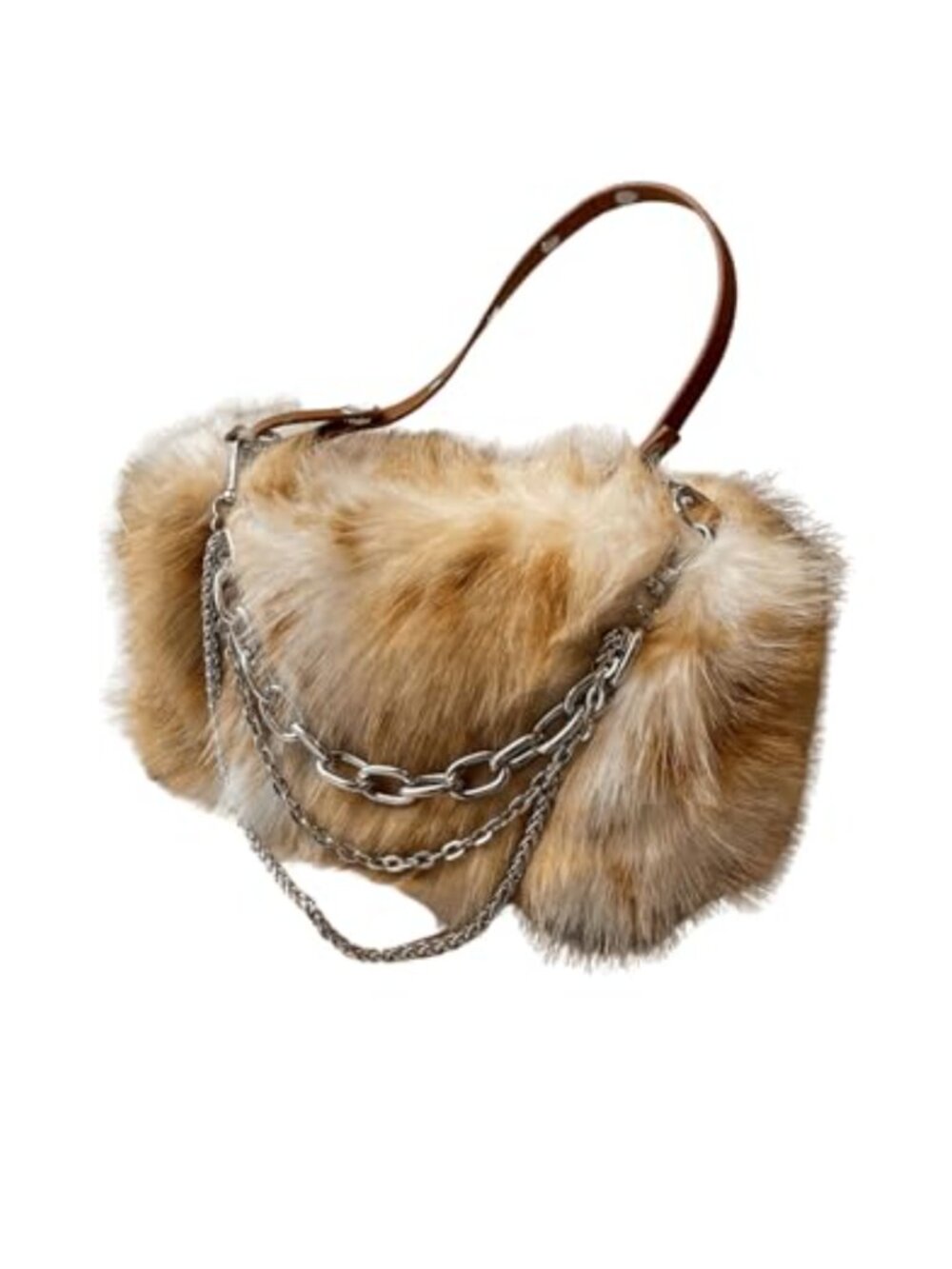 Faux Fur Hobo Bag Top Handle Fuzzy Plush Square Purse